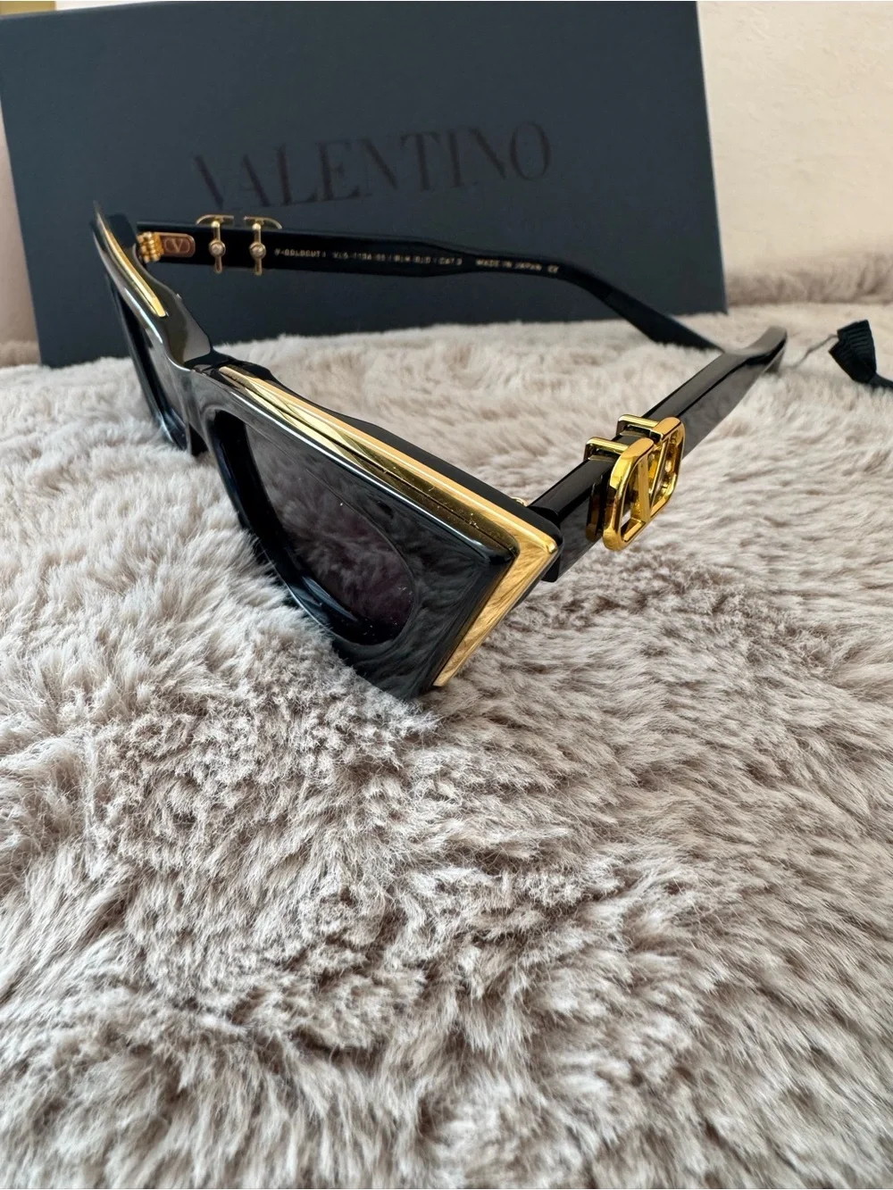 Valentino Garavani V-Goldcut Women's Black and Gold Cat-Eye Sunglasses